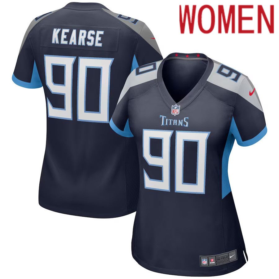 Women Tennessee Titans #90 Jevon Kearse Nike Navy Game Retired Player NFL Jersey->customized nfl jersey->Custom Jersey